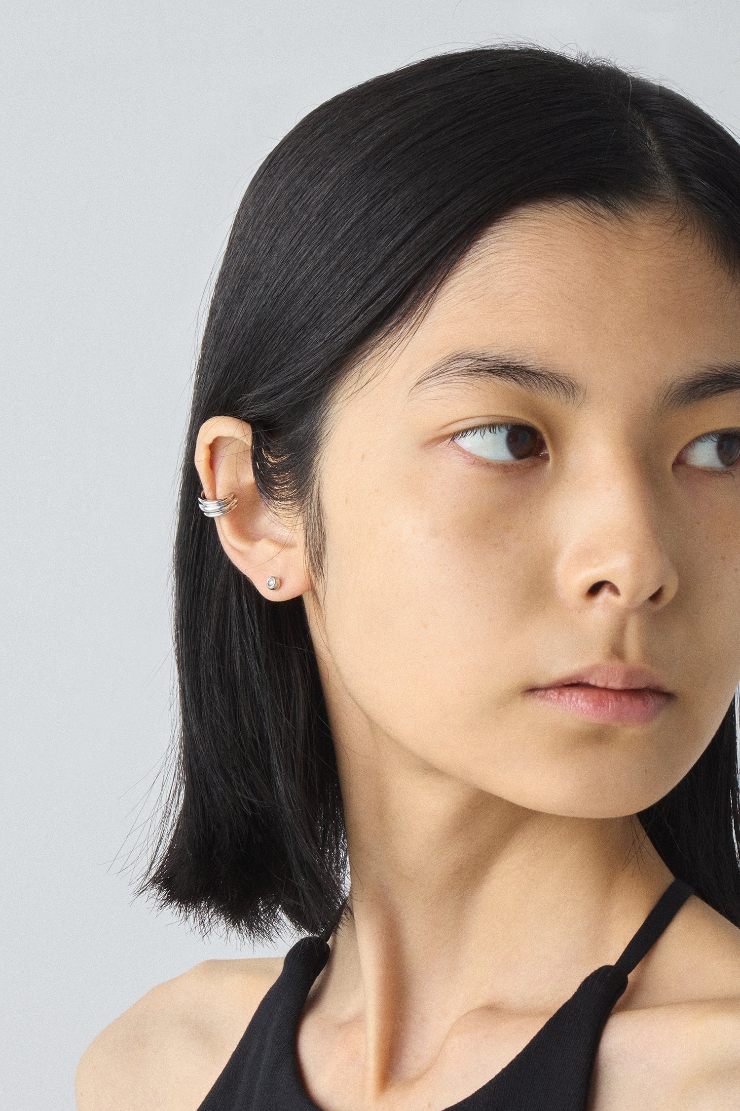 10K白金扁平陶器耳扣