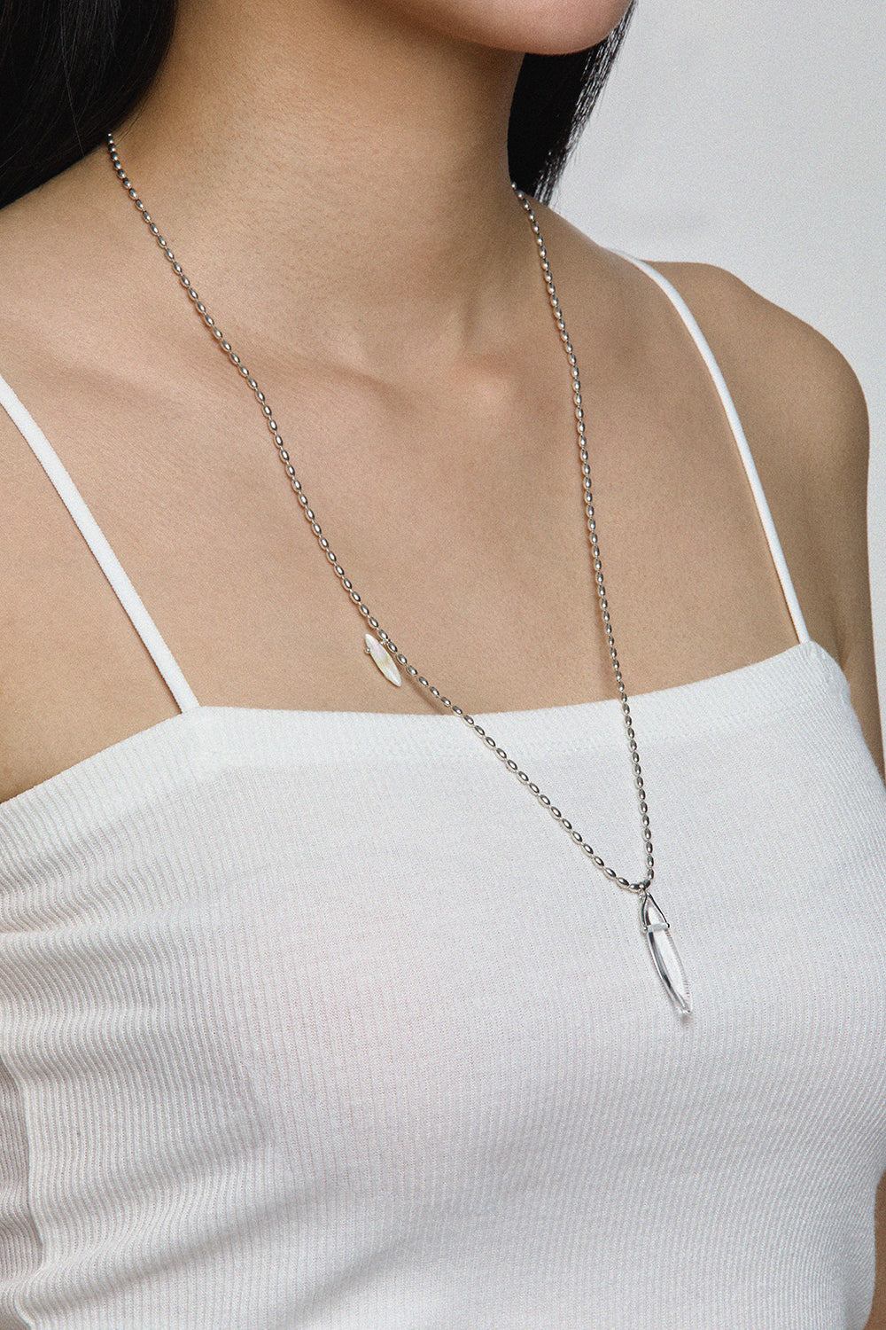 波西米亚椭圆石英贝壳项链