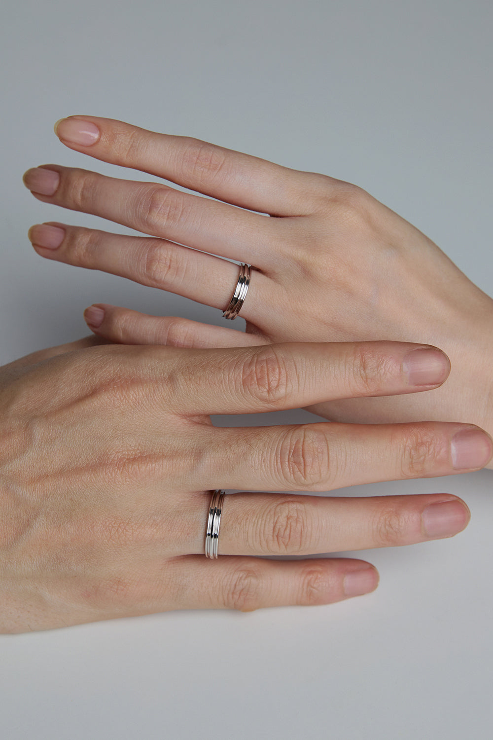 10K白金扁平陶器容器戒指