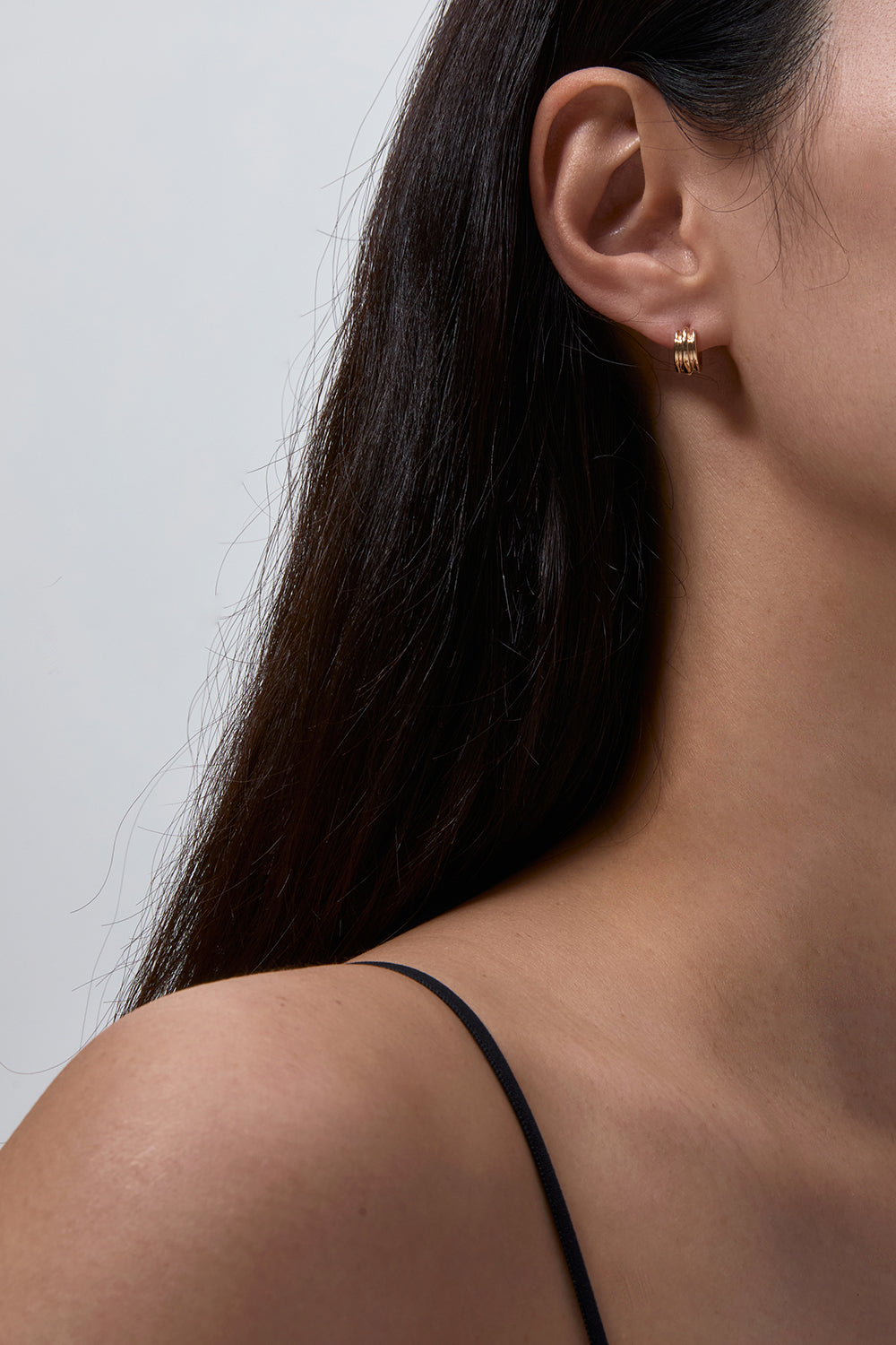 10Kゴールド プチラウンド陶器容器 ワンタッチイヤリング