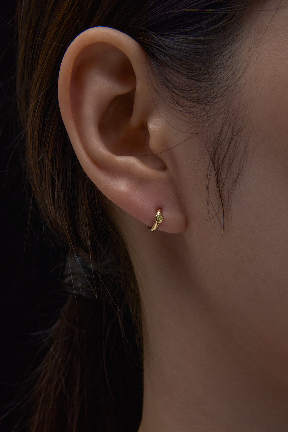 文艺复兴黄色钻石球形圈耳环