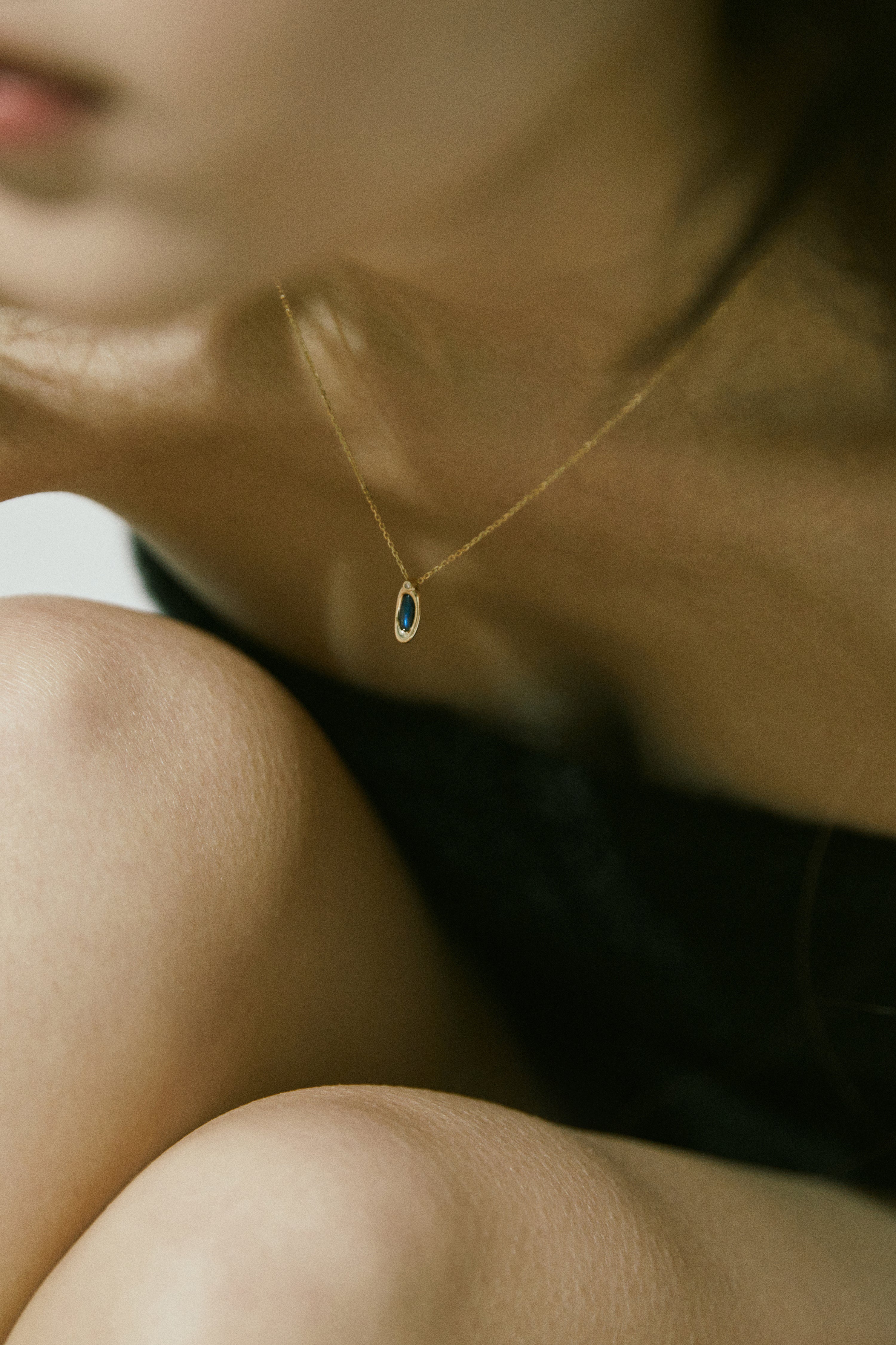 10Kゴールド ミニ エターナル ブルー ラブラドライト ネックレス