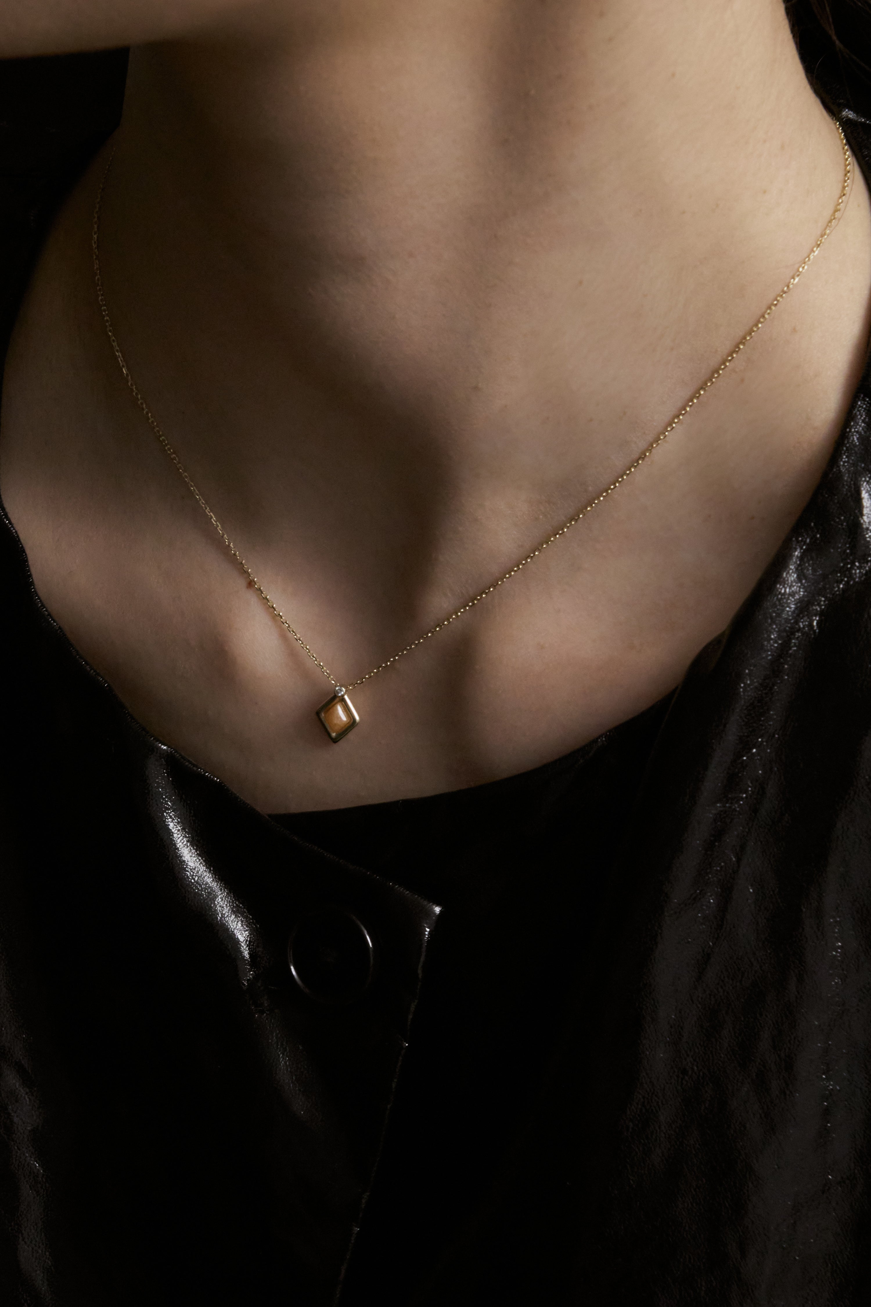 10Kゴールド ミニ エターナル オレンジクォーツ ネックレス