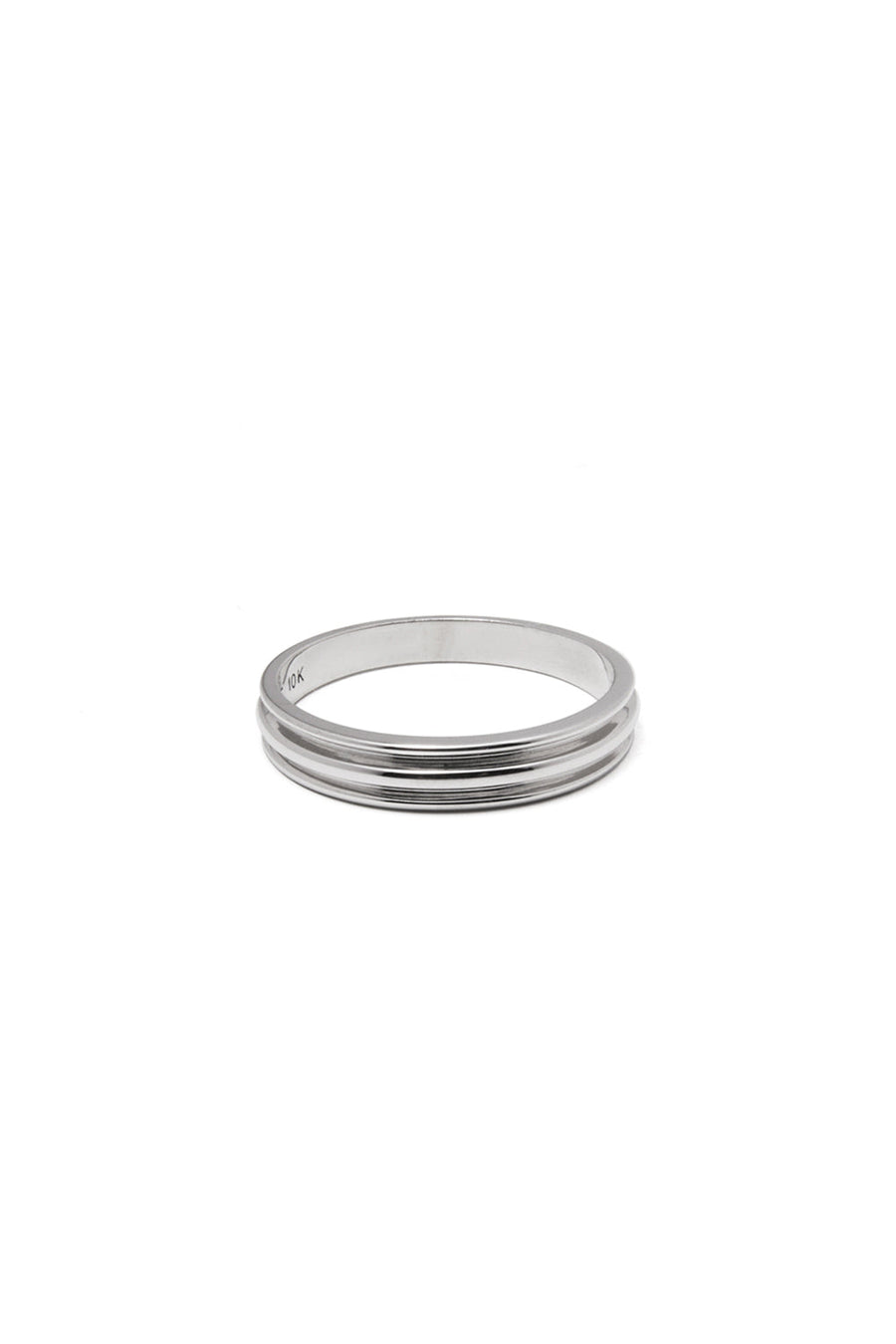 10K WHITE GOLD FLAT POTTERY VESSEL RING