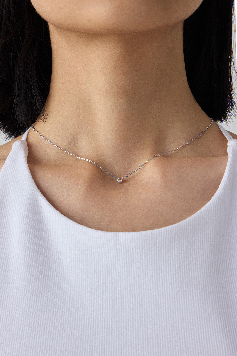 18K WHITE GOLD DIA PERFECTION NECKLACE SMALL