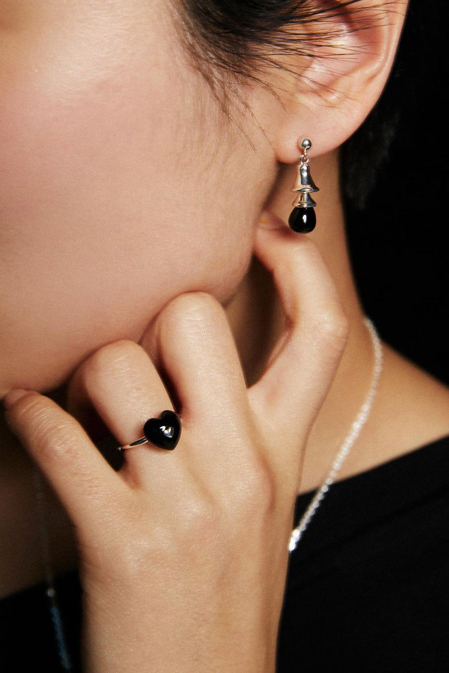 BLACK BELL BOUCLES D'OREILLES ARGENT
