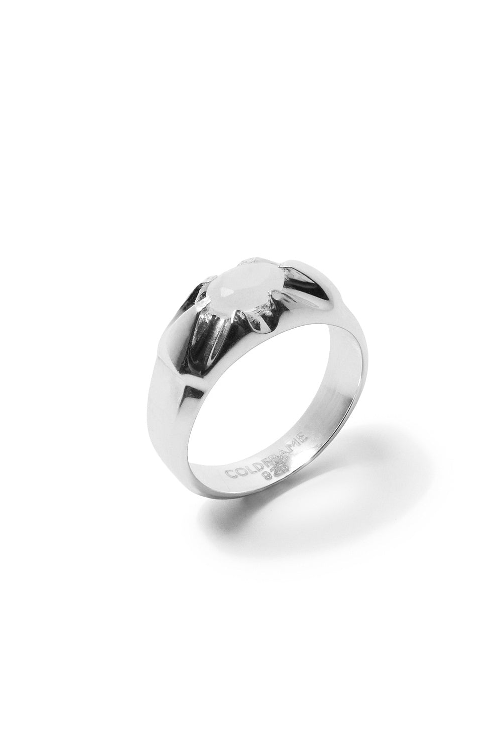 爪镶石英银戒指