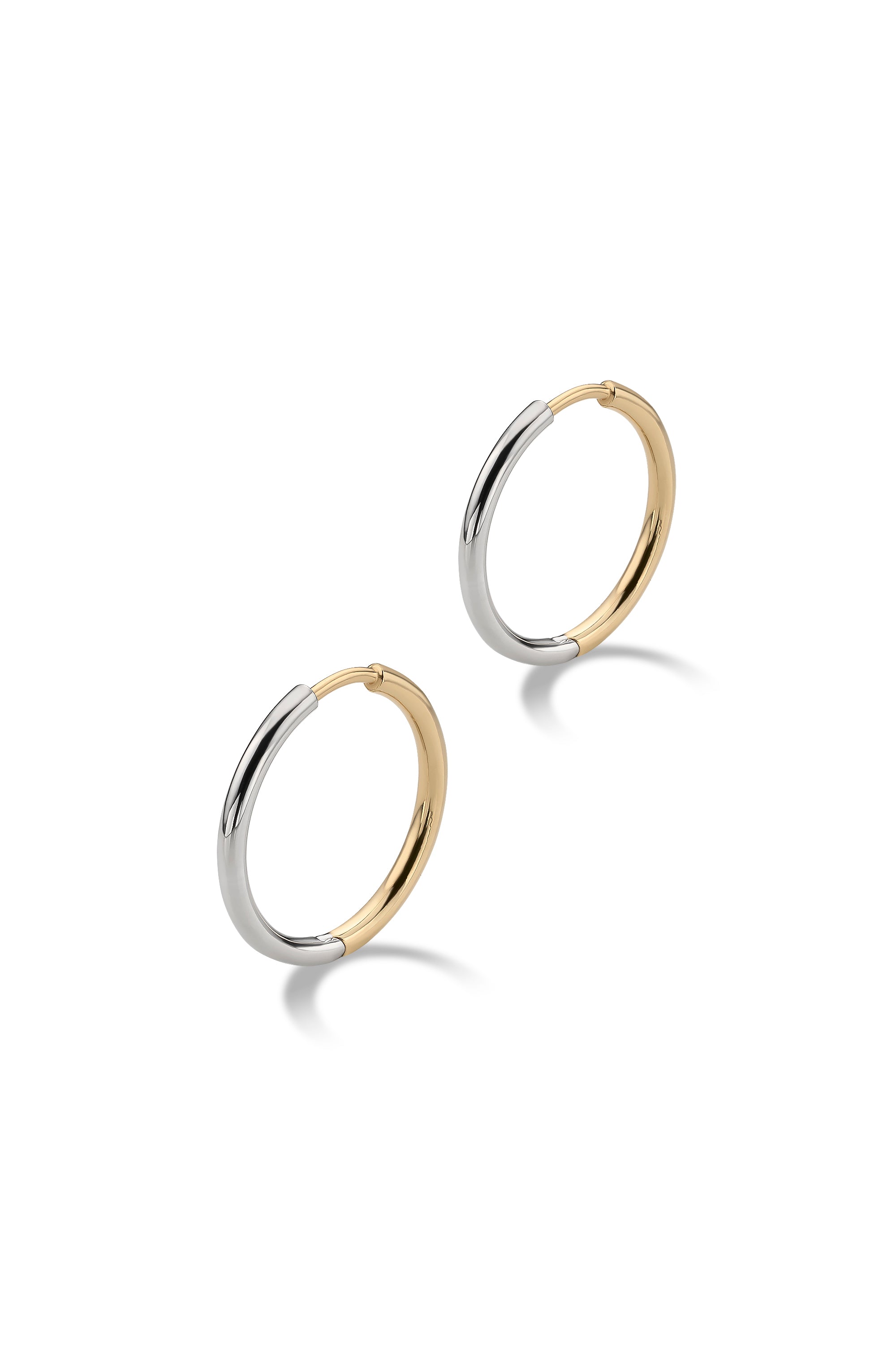 DEUX 10K BICOLOR GOLD HOOP EARRINGS LARGE