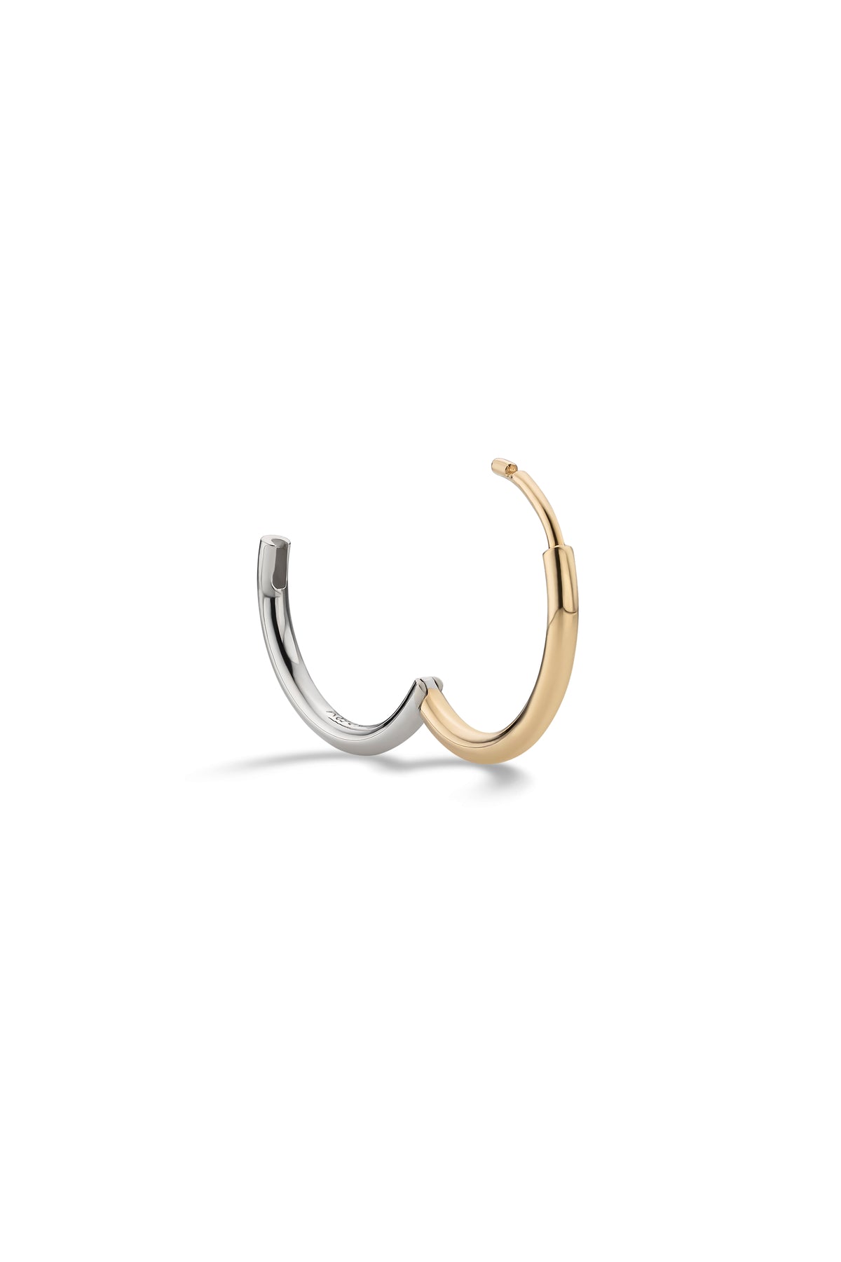 DEUX 10K BICOLOR GOLD HOOP EARRINGS LARGE