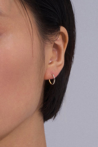 DEUX 10K BICOLOR GOLD HOOP EARRINGS SMALL