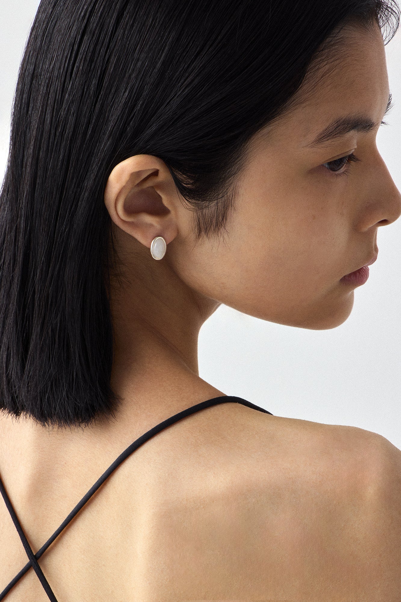 母亲节白色石英耳钉