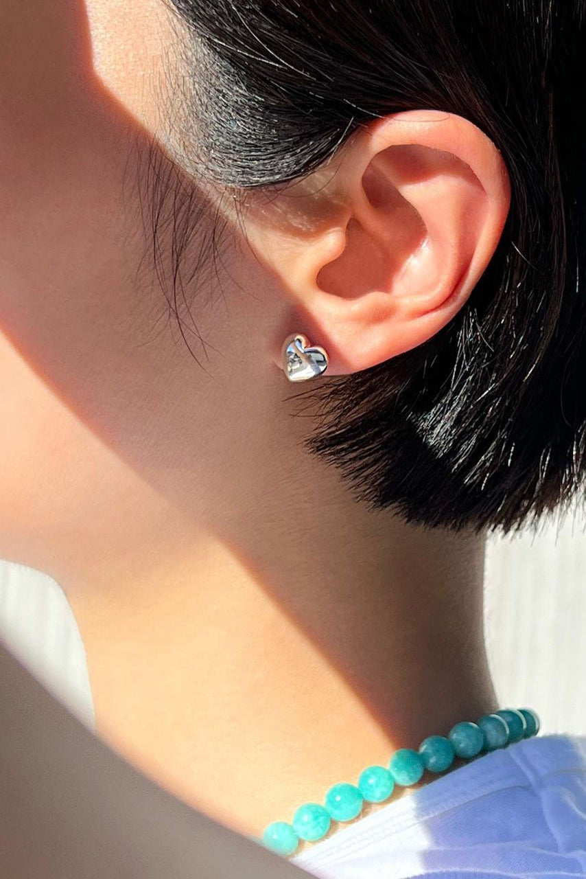 TRÈS ANCIENNE BOUCLES D'OREILLES EN FORME DE CŒUR EN ARGENT