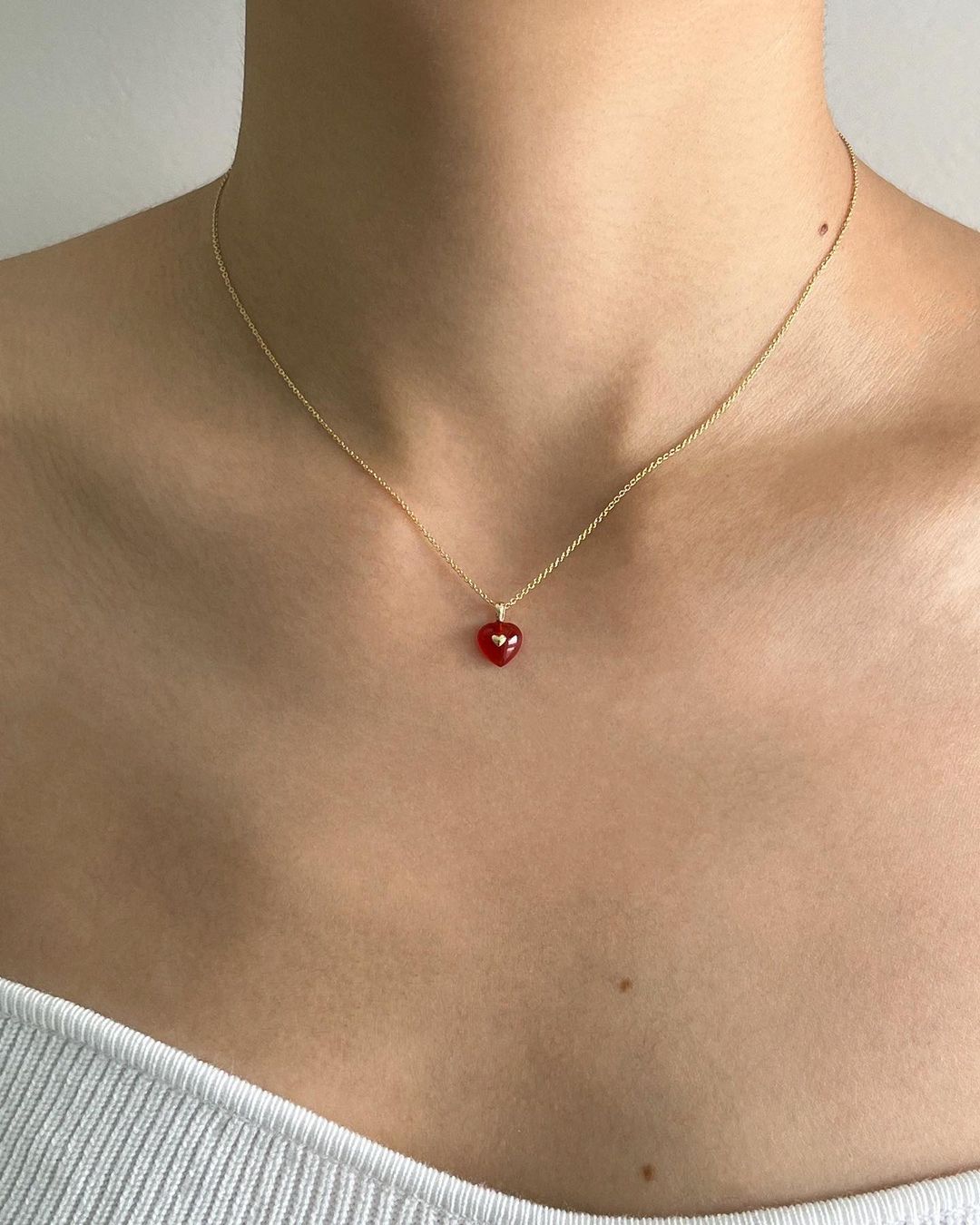 VERY VINTAGE COLLANA CON CIONDOLO A CUORE ROSSO PICCOLO