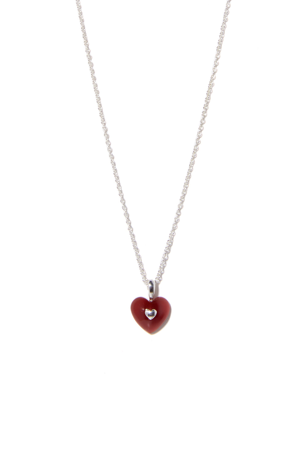 VERY VINTAGE PICCOLA COLLANA CON CIONDOLO A CUORE ROSSO E ARGENTO