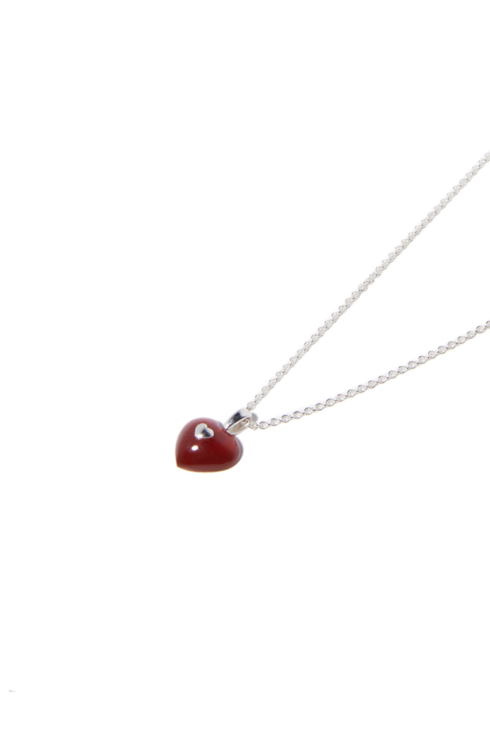 VERY VINTAGE PICCOLA COLLANA CON CIONDOLO A CUORE ROSSO E ARGENTO