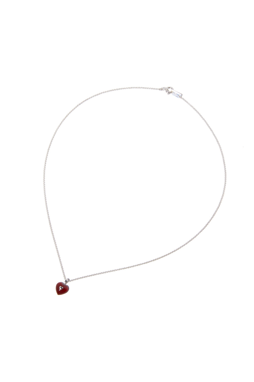 VERY VINTAGE PICCOLA COLLANA CON CIONDOLO A CUORE ROSSO E ARGENTO