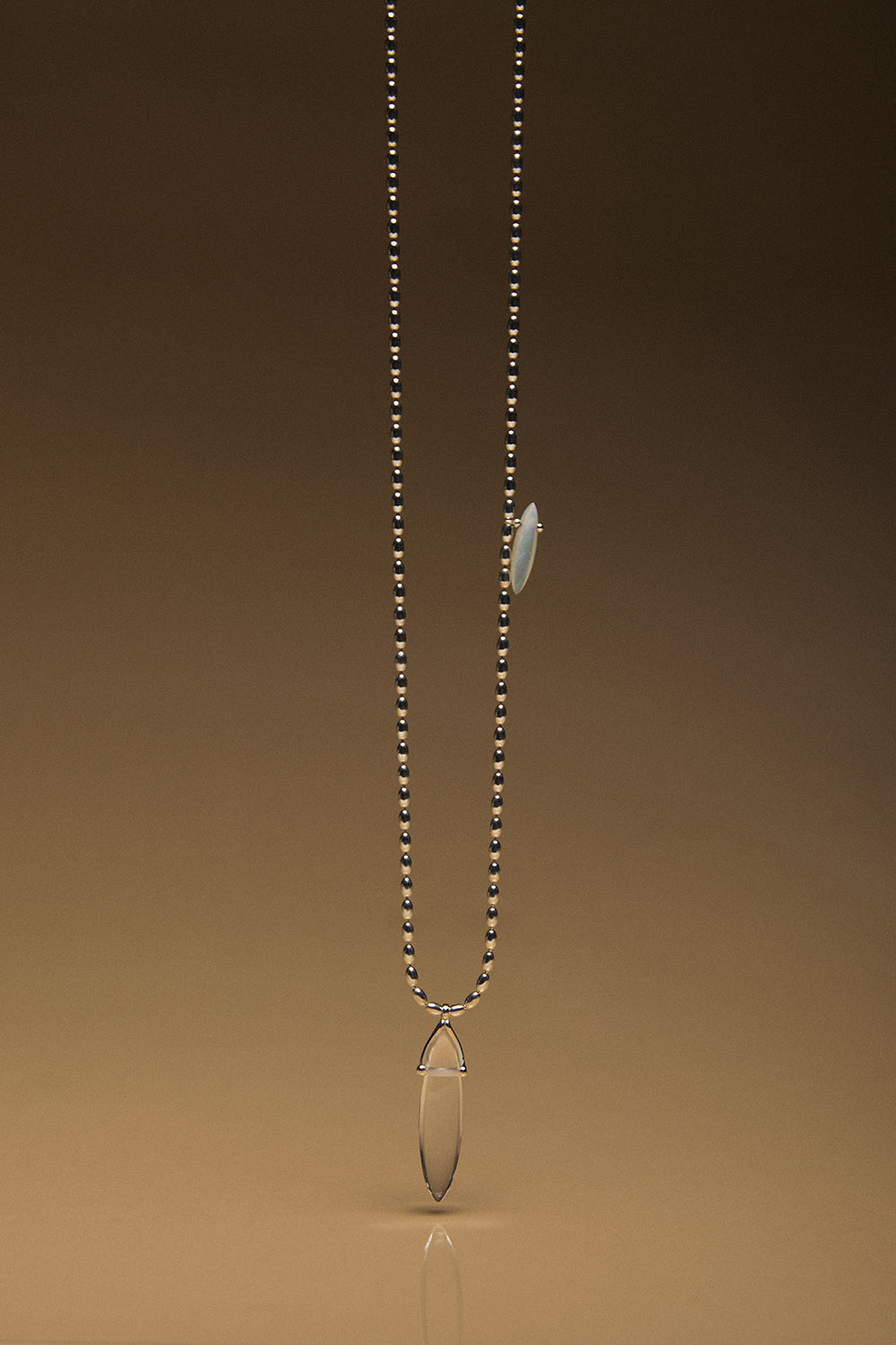 波西米亚椭圆石英贝壳项链