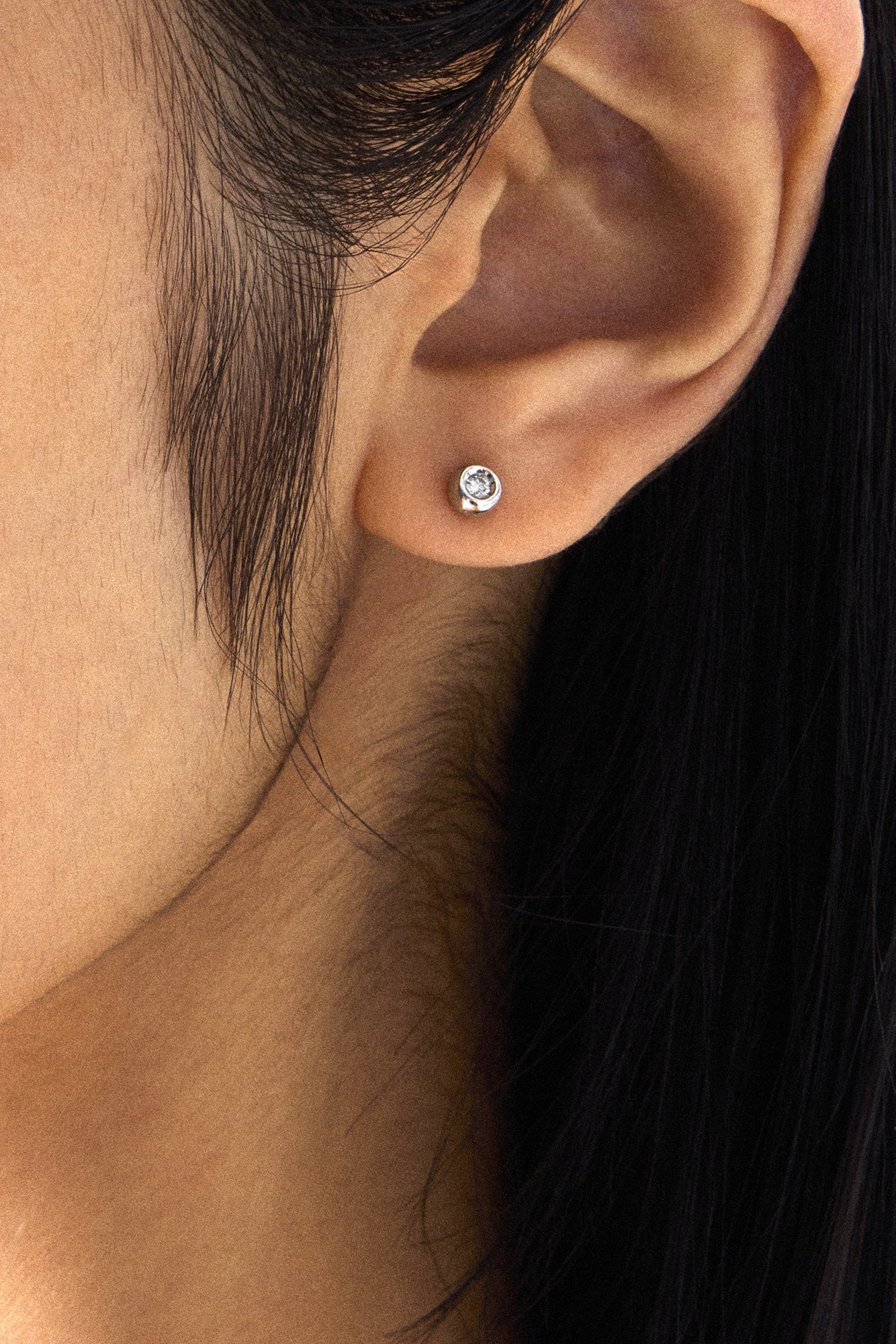 10K ホワイトゴールド ダイヤモンド パーフェクション スタッズ 大