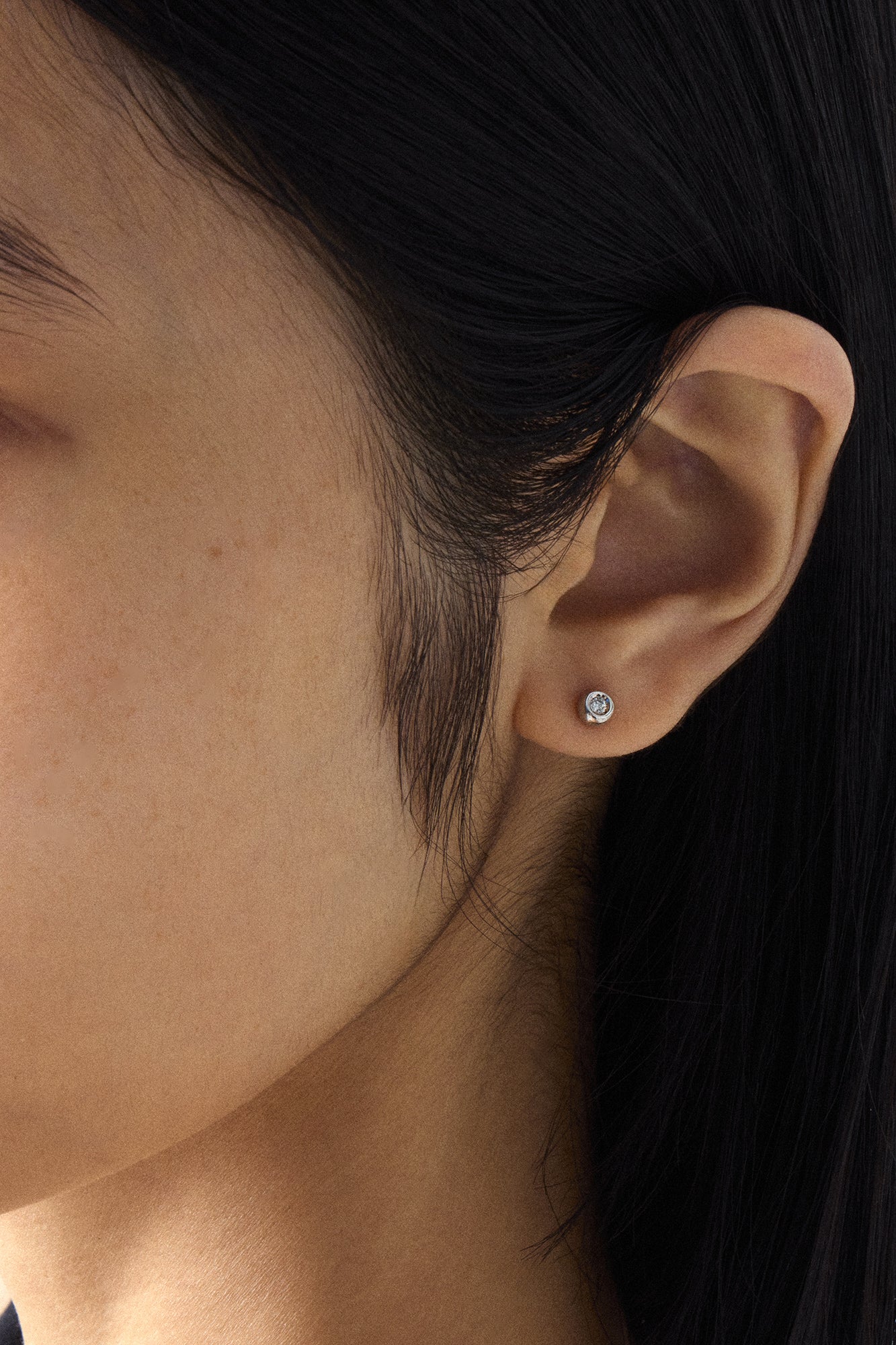 10K ホワイトゴールド ダイヤモンド パーフェクション スタッズ 大