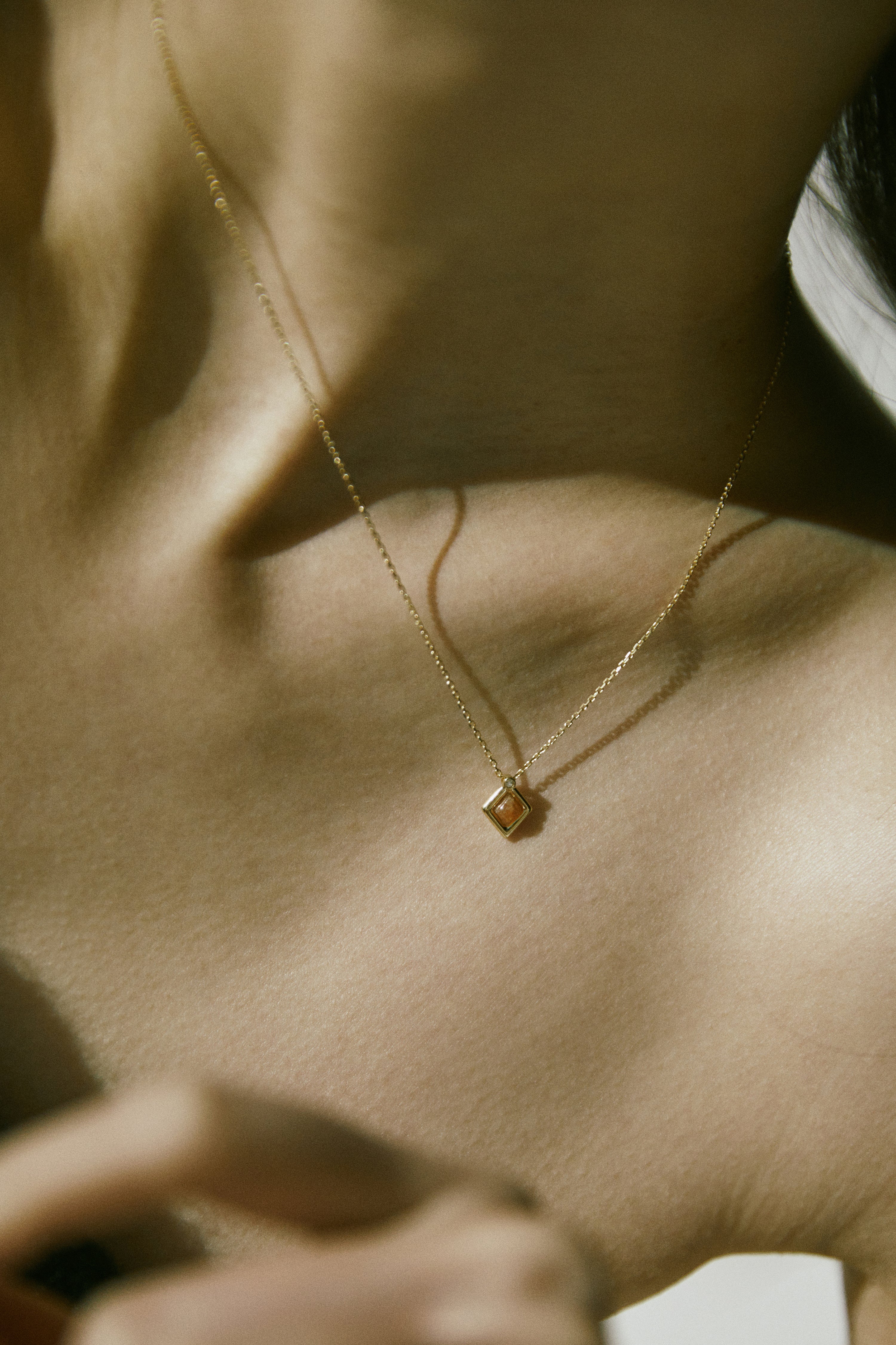 10Kゴールド ミニ エターナル オレンジクォーツ ネックレス