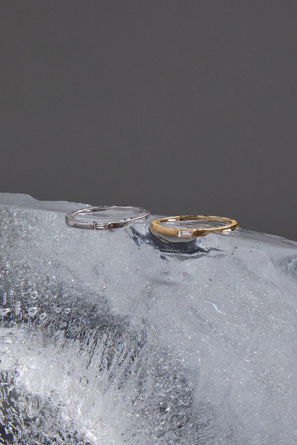 10K スリムボディ バゲットダイヤモンド ホワイトゴールド リング