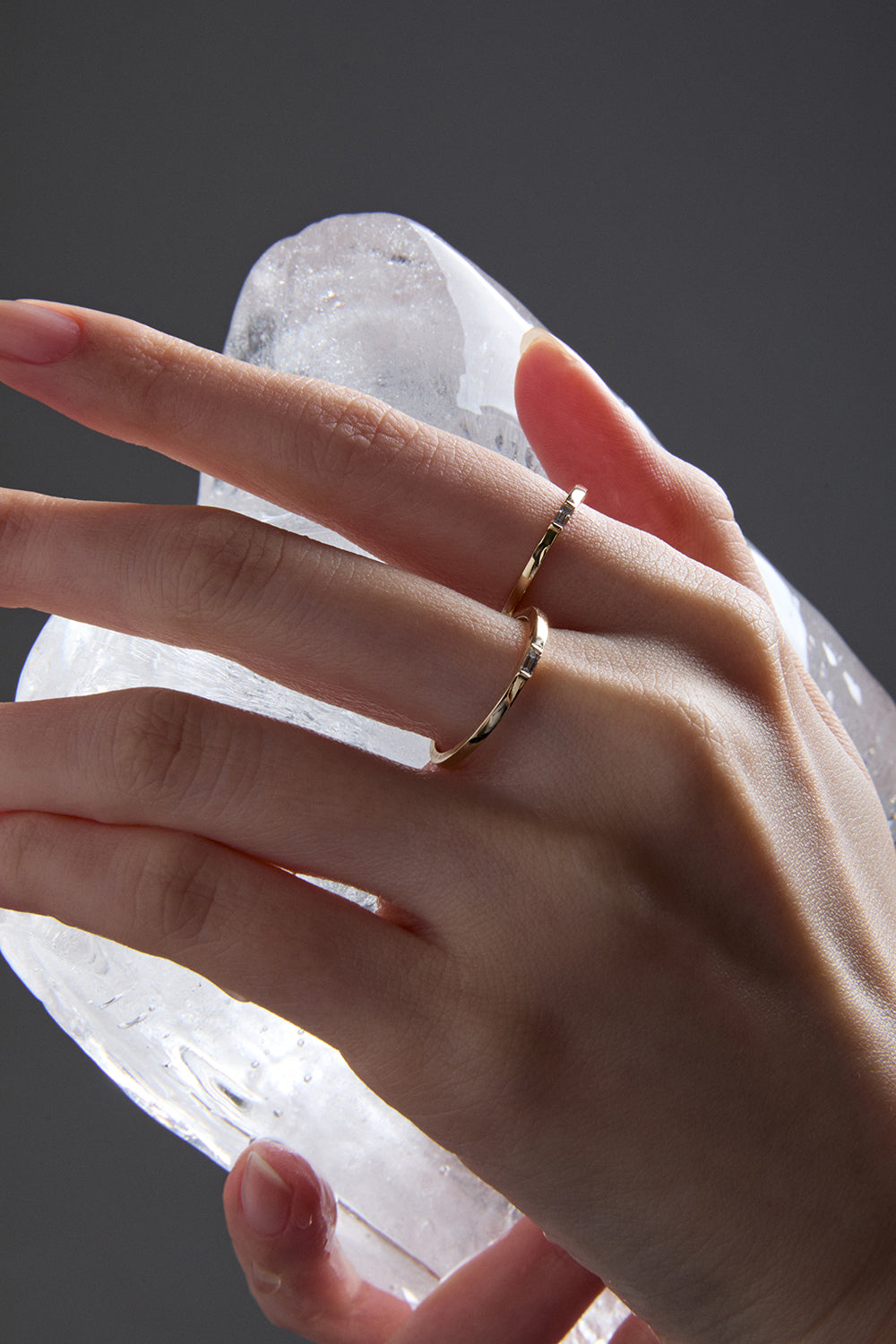 10K スリム ボディ バゲット ダイヤモンド イエローゴールド リング