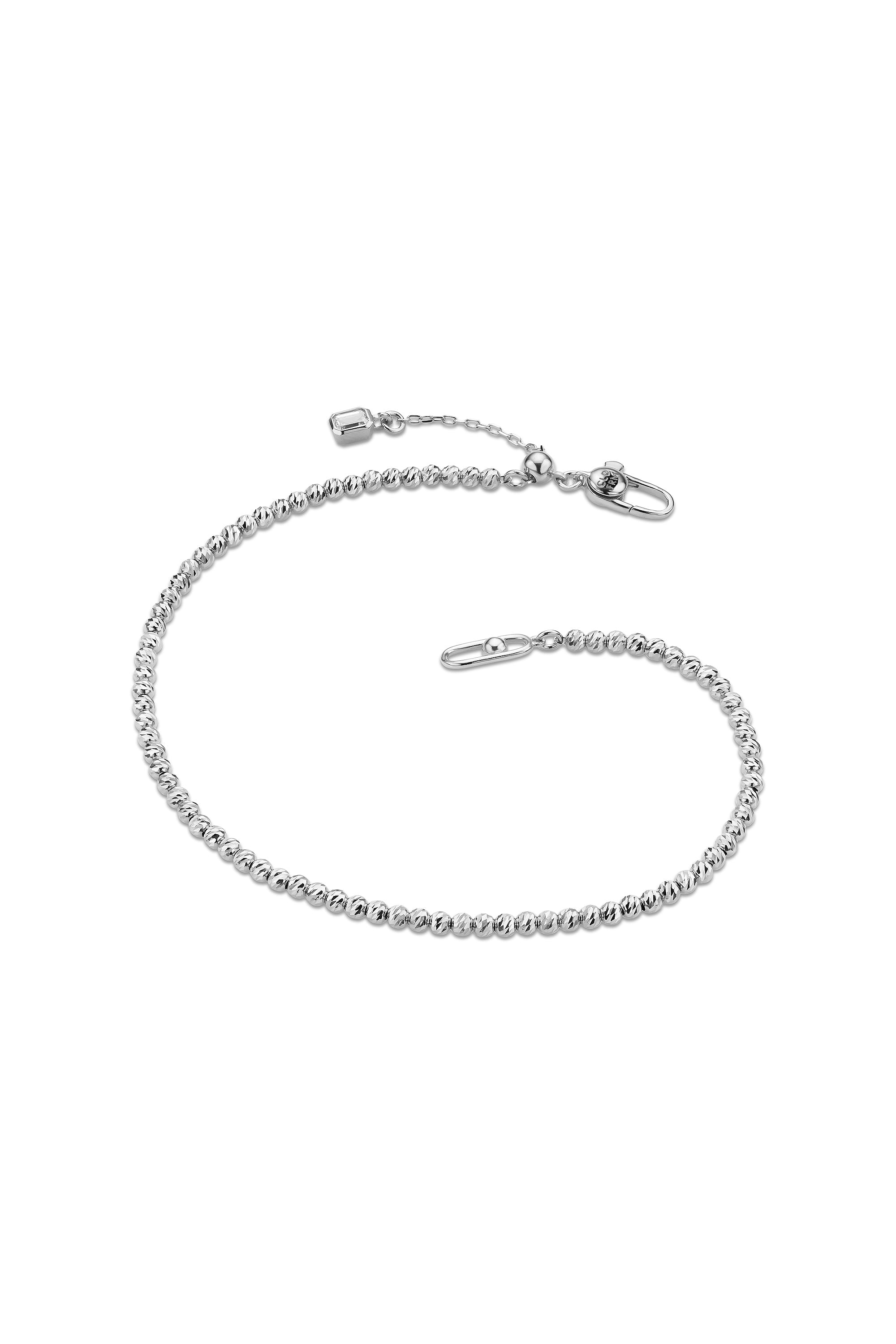 FACETED BALL CHAIN BRACELET IN WHITE GOLD