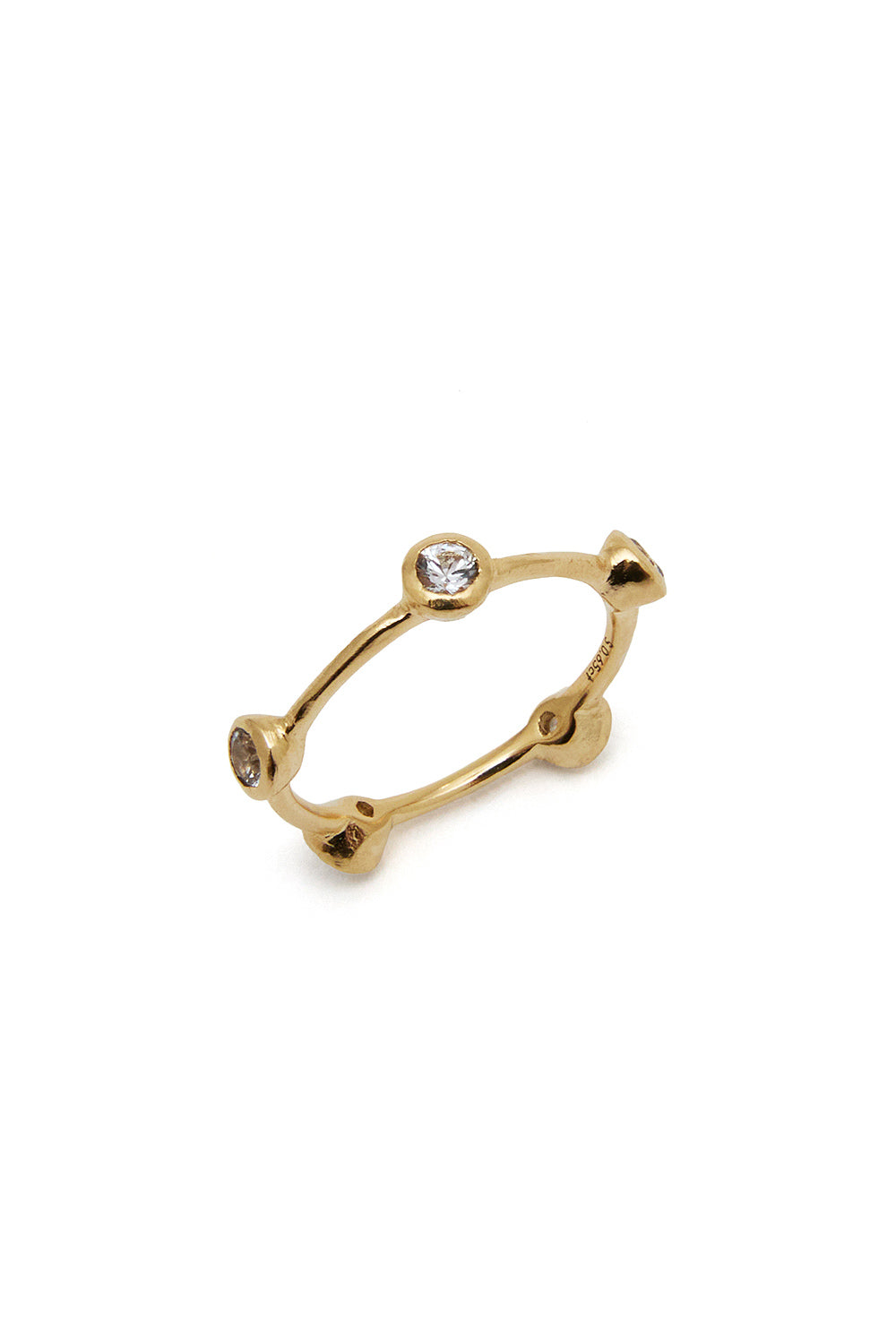 文艺复兴皇冠五颗白蓝宝石戒指