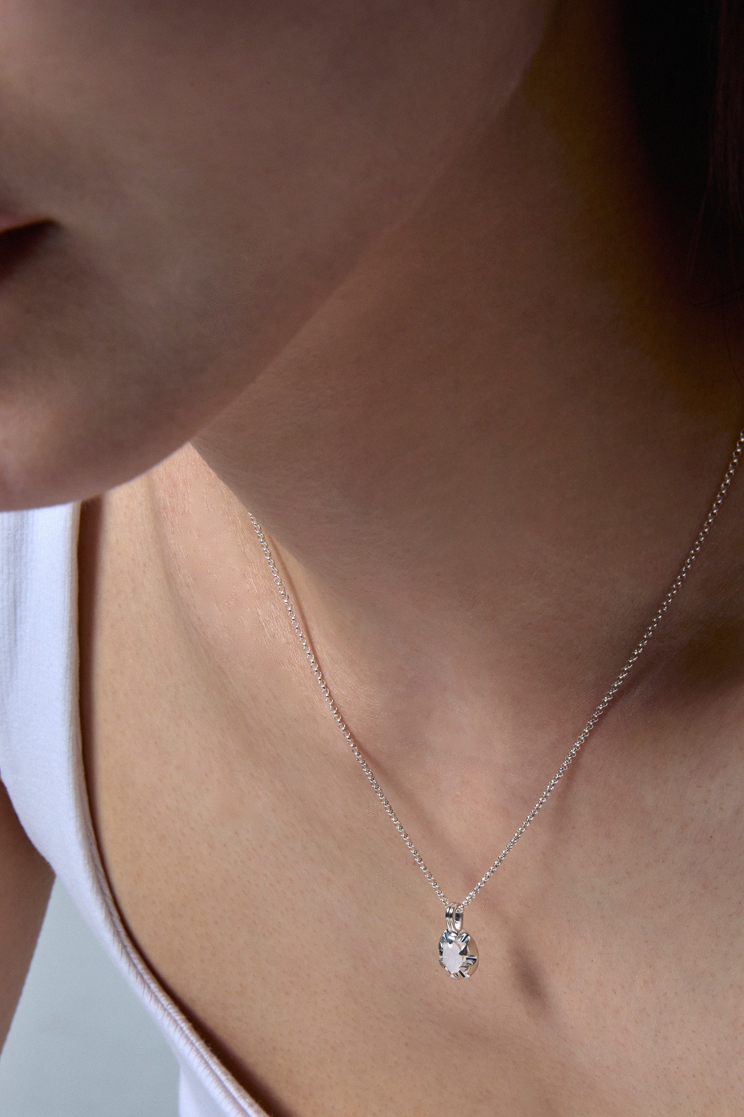 COLLIER ARGENT QUARTZ GRIFFE