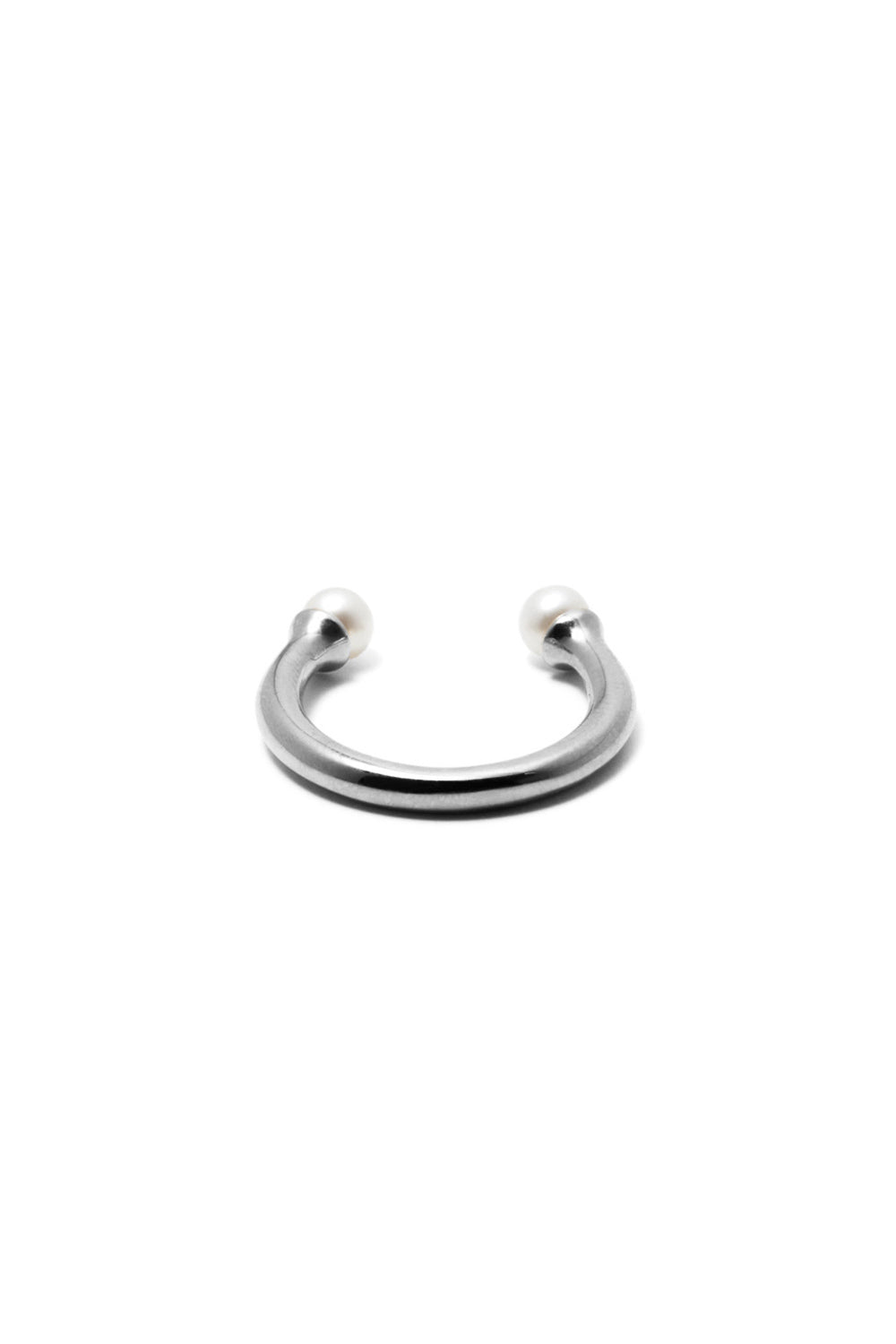 冷白色4毫米双珍珠开口戒指