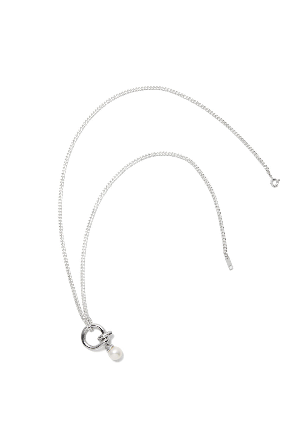 コールドホワイトパールスワールドロップネックレス