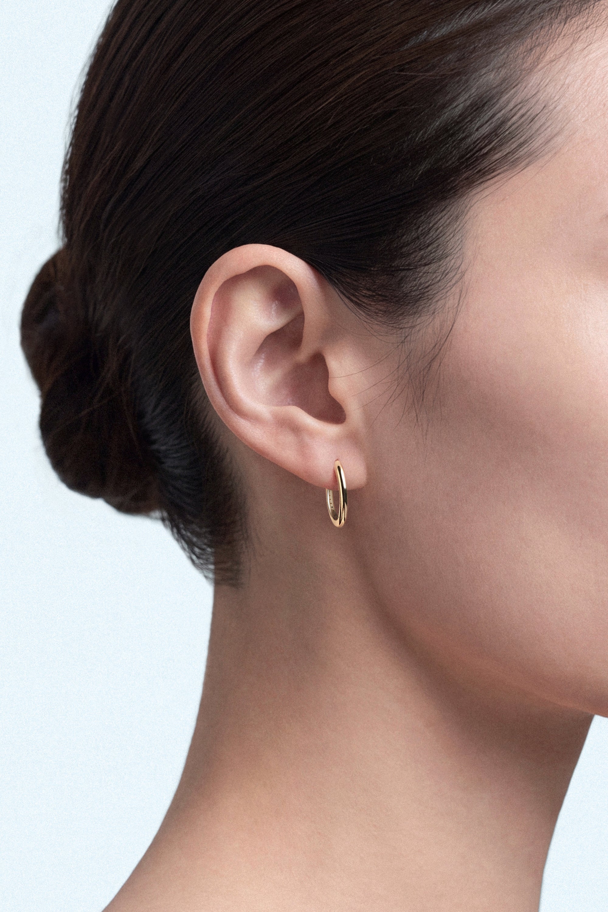 DEUX DEMI-PAVE 10K GOLD HOOP EARRINGS LARGE