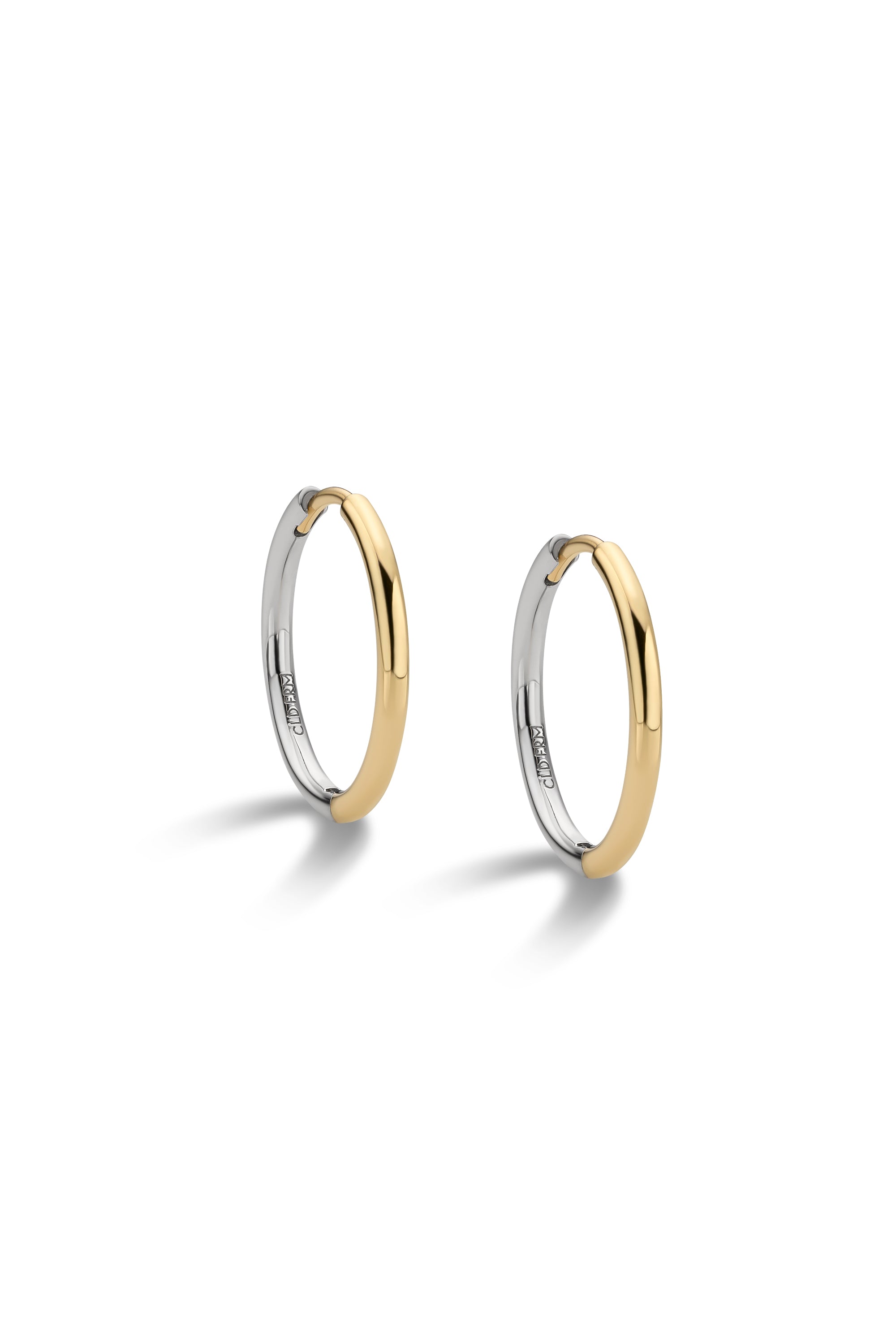 DEUX 18K BICOLOR GOLD HOOP EARRINGS LARGE