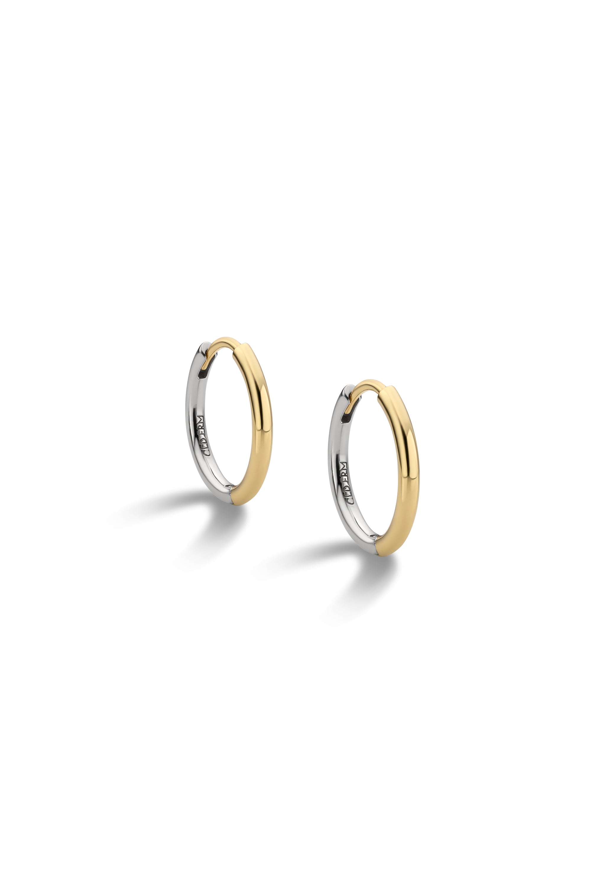 DEUX 18K BICOLOR GOLD HOOP EARRINGS SMALL