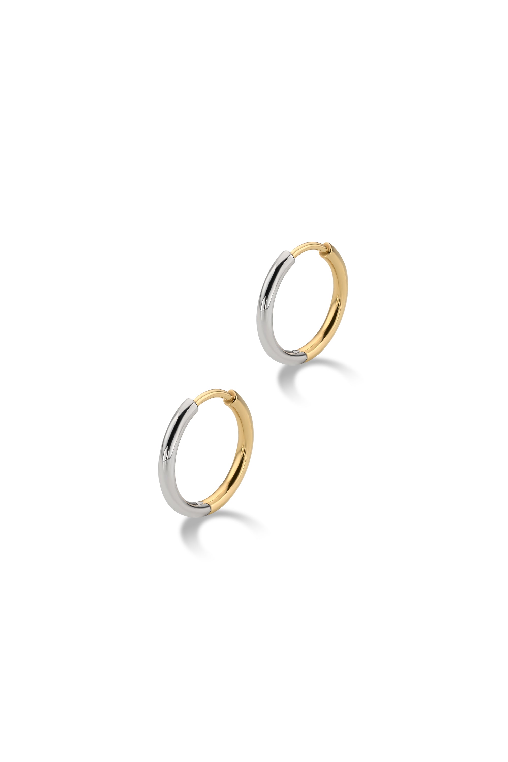 DEUX 18K BICOLOR GOLD HOOP EARRINGS SMALL
