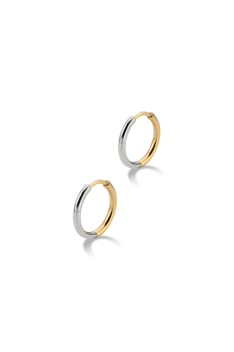 DEUX 18K BICOLOR GOLD HOOP EARRINGS SMALL