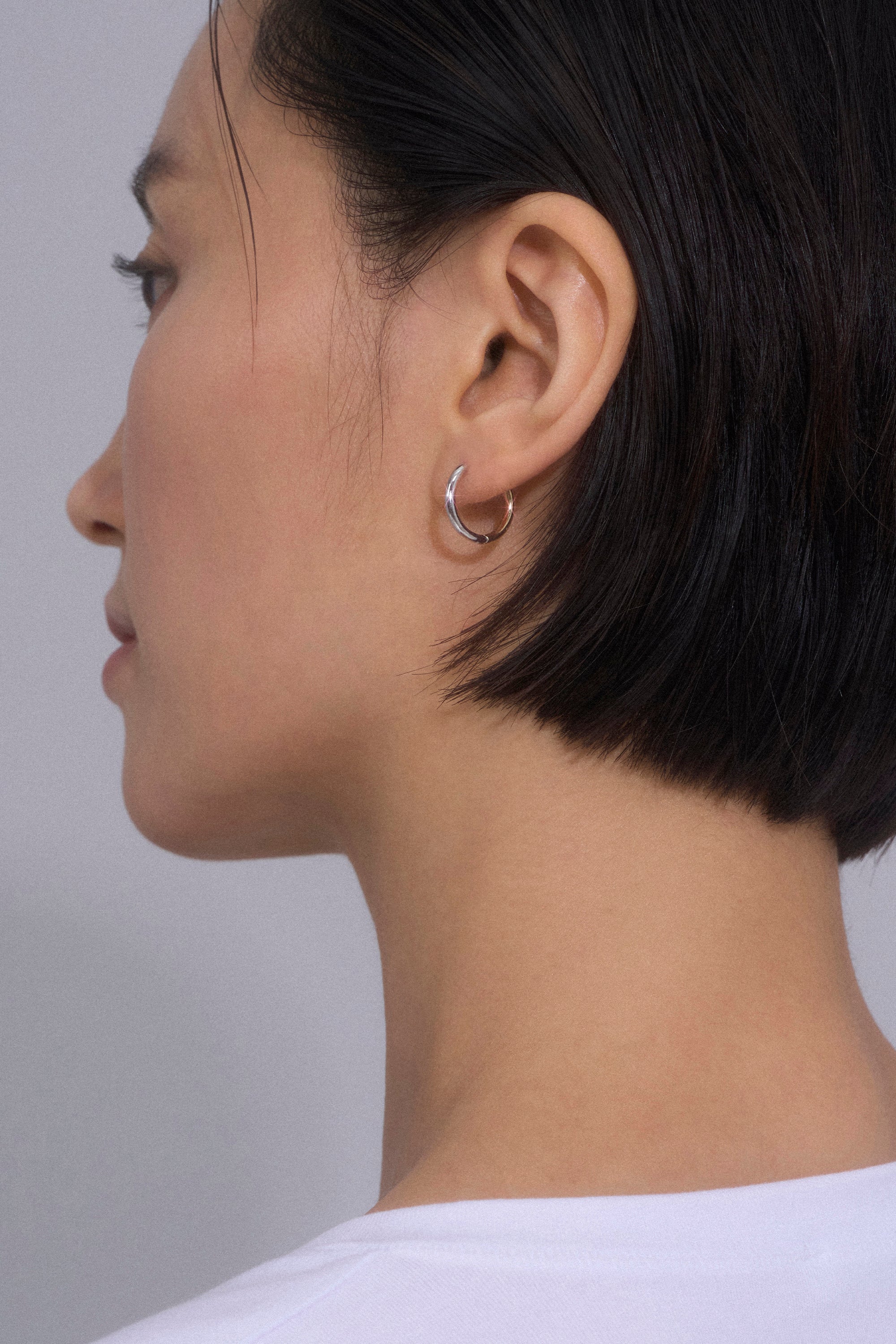 DEUX 18K BICOLOR GOLD HOOP EARRINGS LARGE