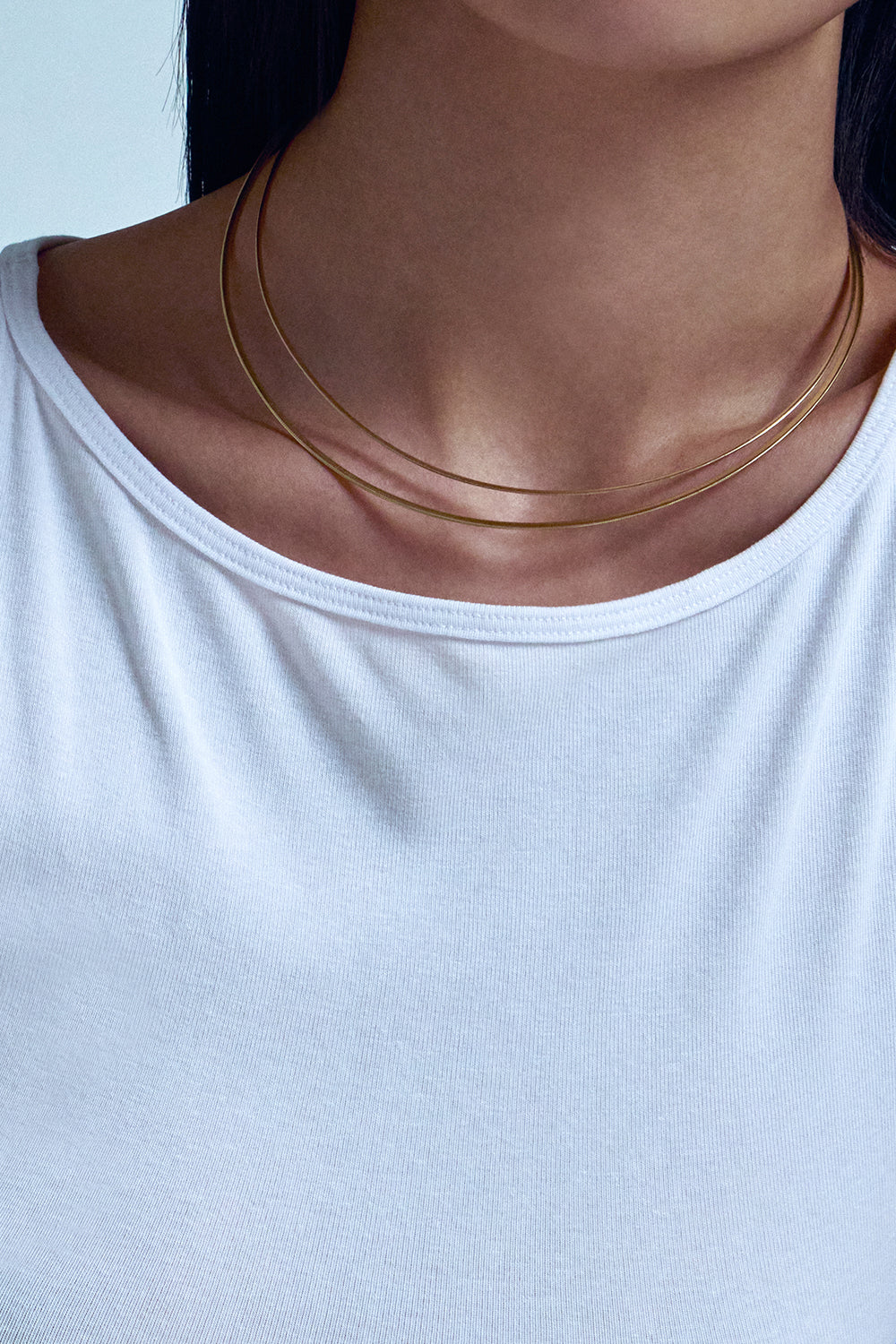 DUAL SQUARE NECKLACE 1.5MM IN GOLD & WHITE GOLD