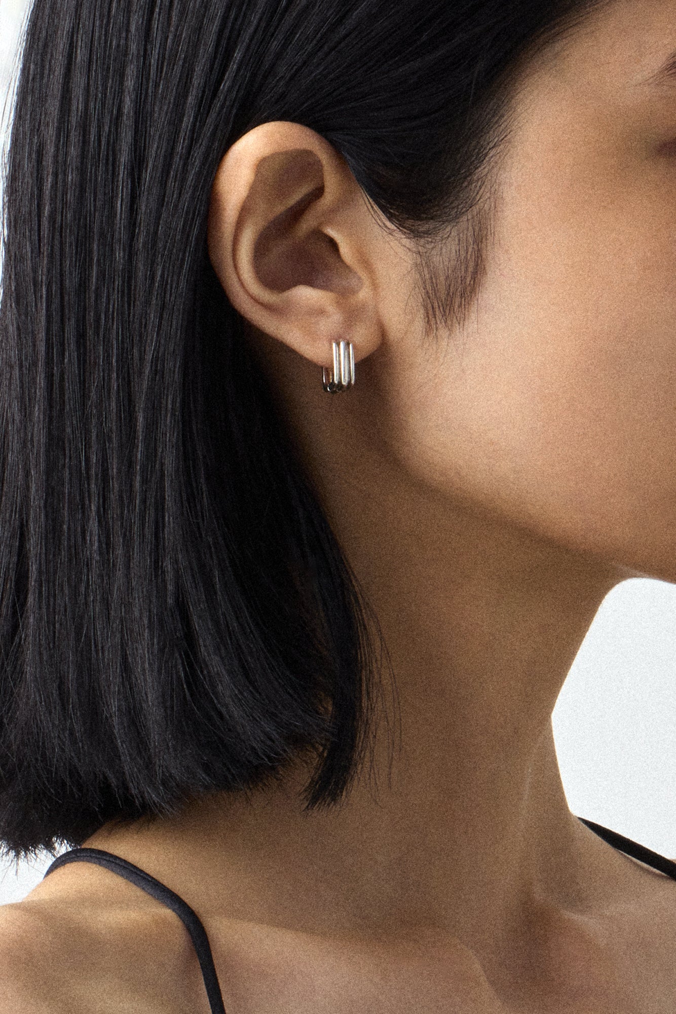 スクエア陶器製ワンタッチイヤリング