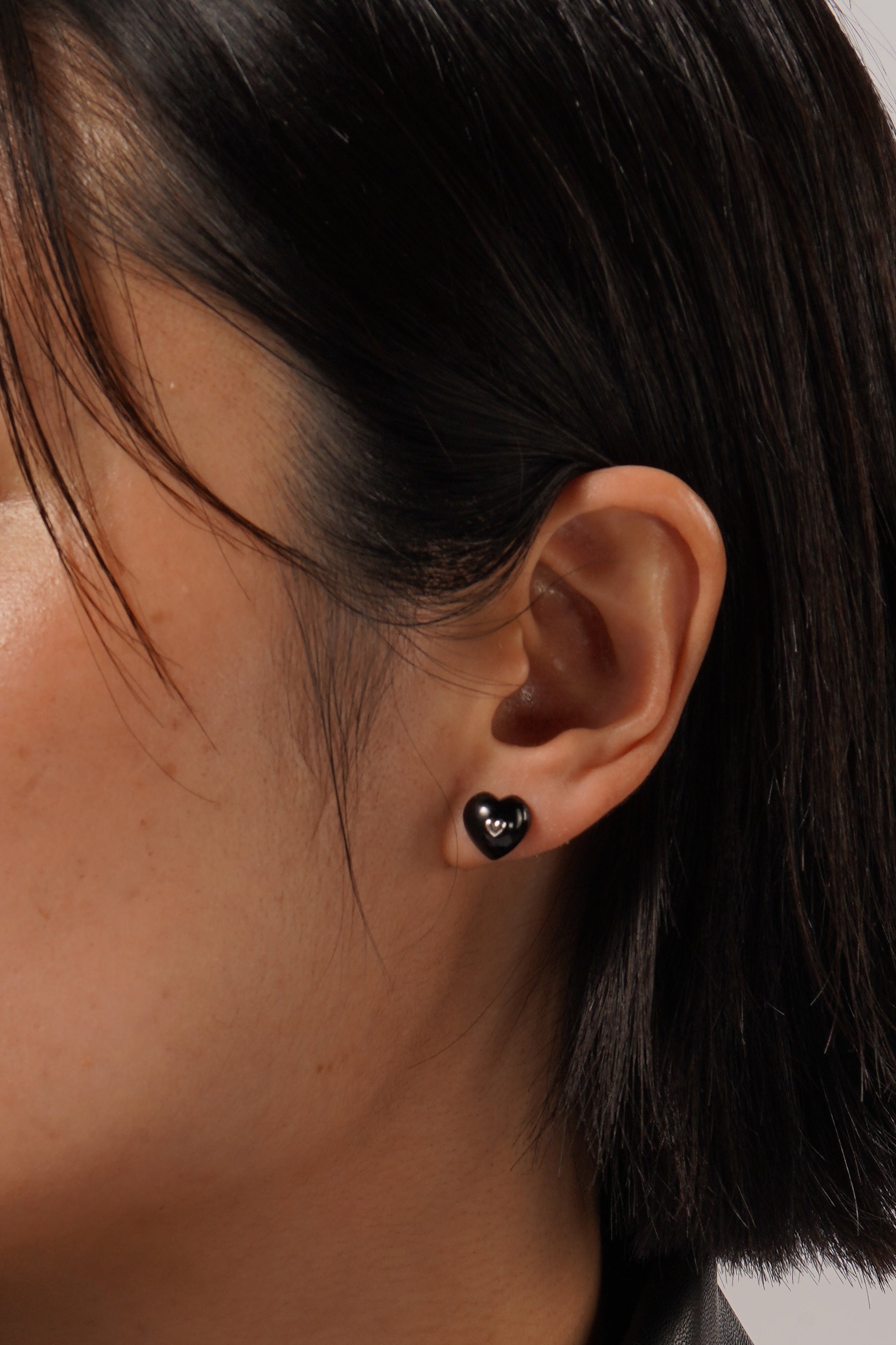 VERY VINTAGE 黑玛瑙心形耳环