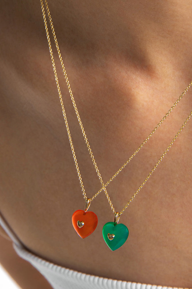 VERY VINTAGE COLLANA CON CIONDOLO A CUORE IN CALCEDONIO VERDE