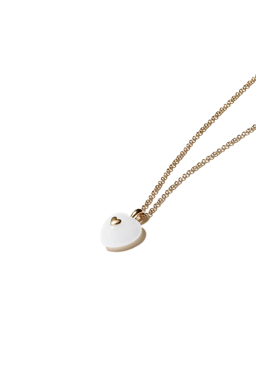 非常复古白石英心形吊坠项链