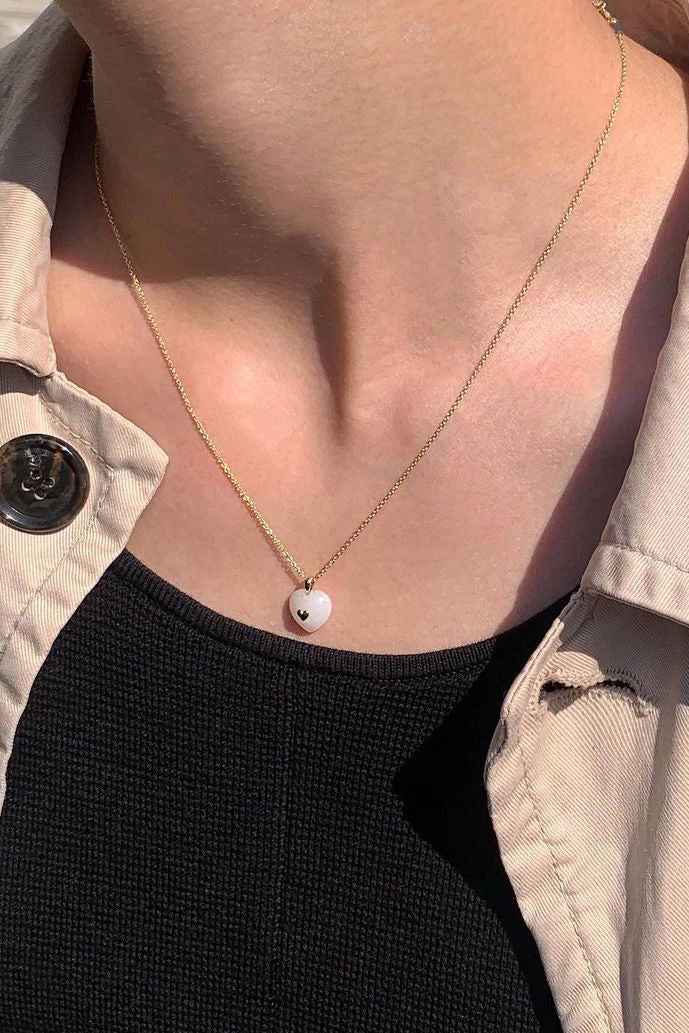 VERY VINTAGE ホワイトクォーツ ハート ペンダント ネックレス