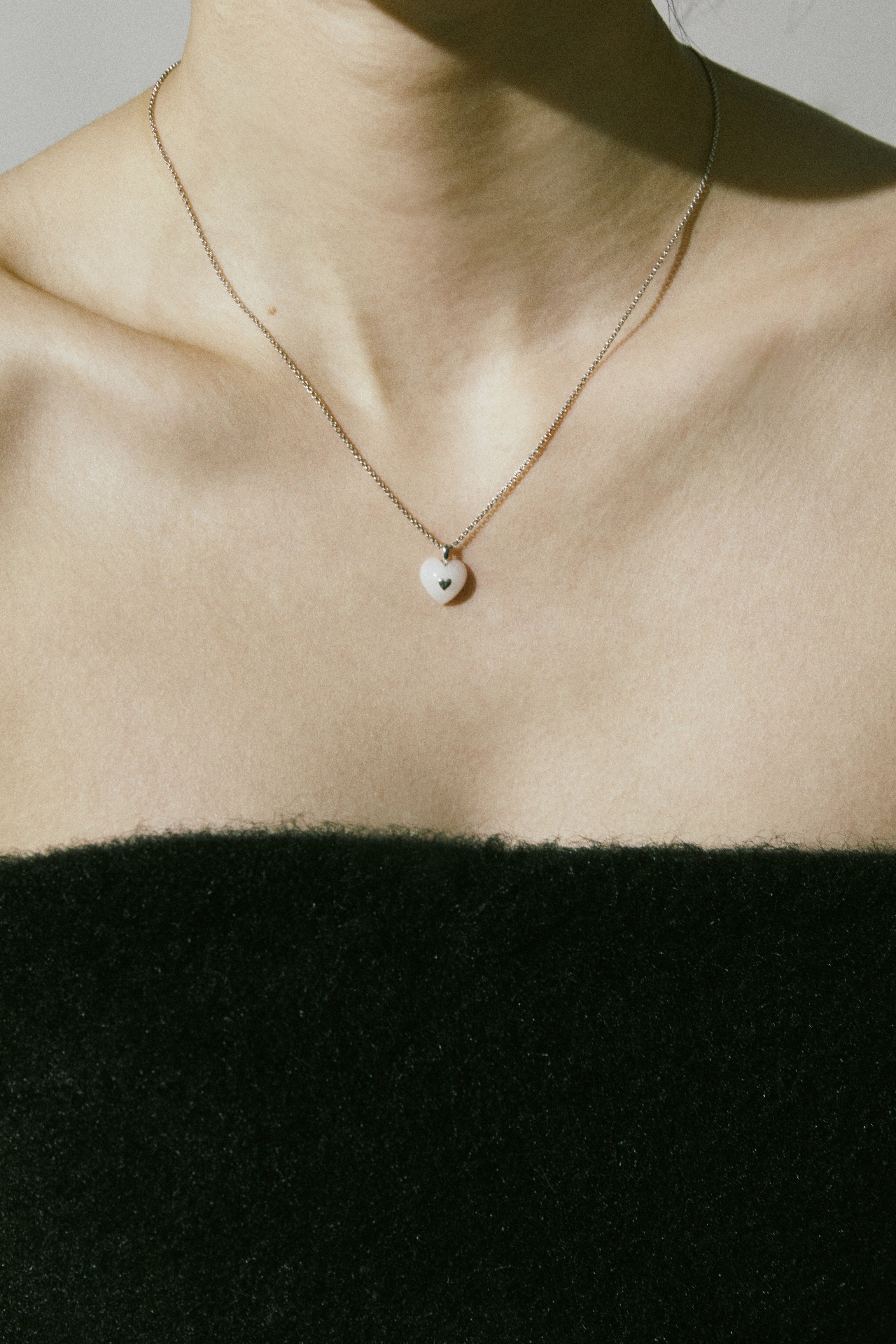 VERY VINTAGE COLLANA CON CIONDOLO A CUORE IN QUARZO BIANCO E ARGENTO