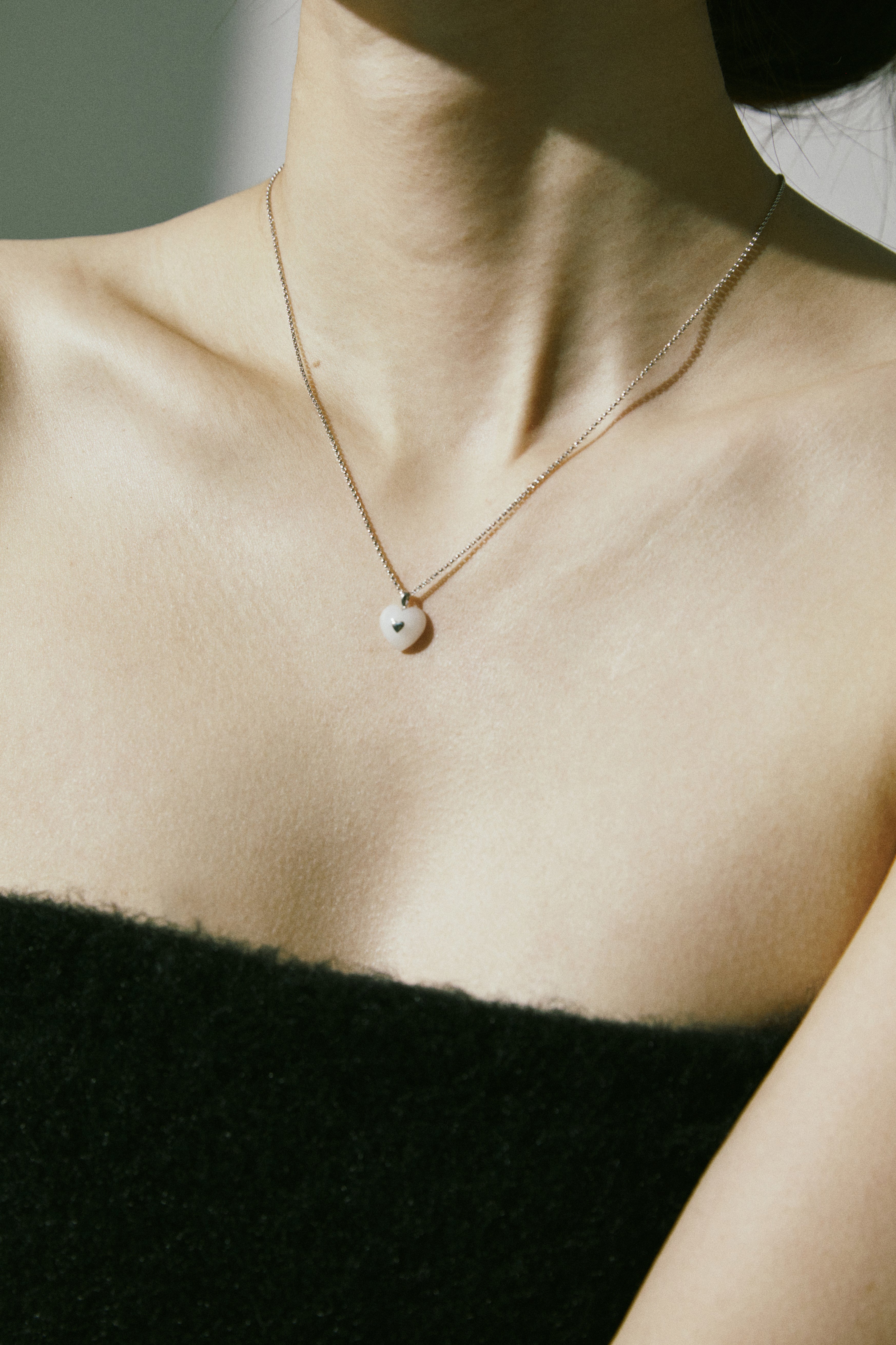 VERY VINTAGE COLLANA CON CIONDOLO A CUORE IN QUARZO BIANCO E ARGENTO